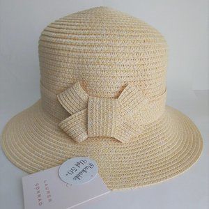 New Lauren Conrad LC Bow Natural Straw Cloche Hat